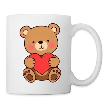 Ours au cadeau de cœur rouge - Mug blanc - blanc - Droite