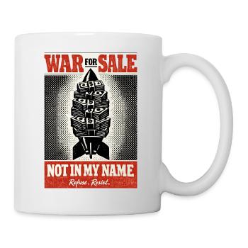 Geldrakete Anti Krieg Plakat - Tasse - Weiß - Rechts