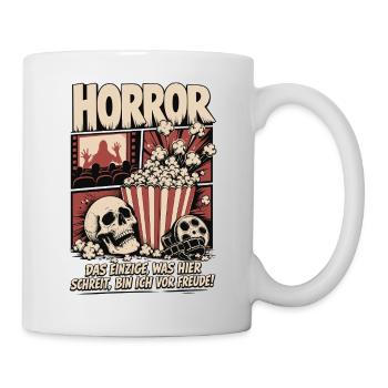 Horror Kino Popcorn Schädel Film Fan - Tasse - Weiß - Rechts