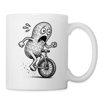 Panic Peanut sur un vélo - Mug blanc - blanc - Droite