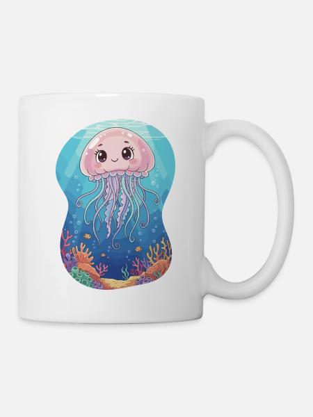Pastell-Jellyfish Unterwasserwelt - Tasse - Weiß