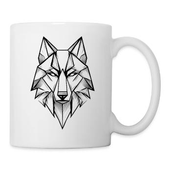 Moderner symmetrischer geometrischer Wolf - Tasse - Weiß - Rechts