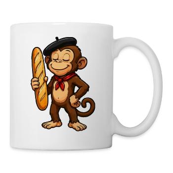 Baguette singe avec béret - Mug blanc - blanc - Droite