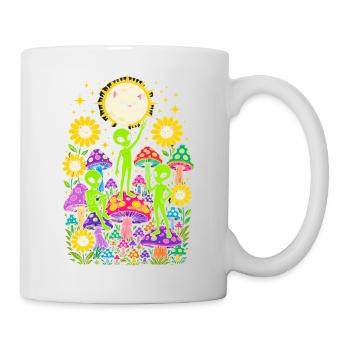 Außerirdische im Pilzwald Mondschein - Tasse - Weiß - Rechts
