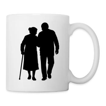 Großeltern Enkelkind Silhouette Spazieren Familie - Tasse - Weiß - Rechts