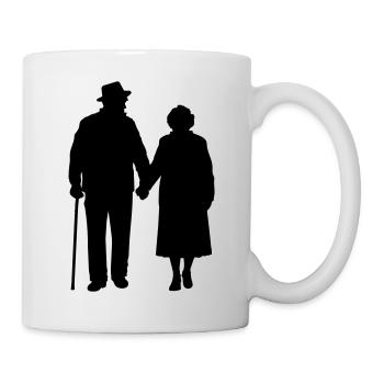 Grandparents Grandchild Silhouette Walking Family - Mug - white - Right