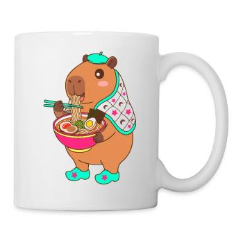 Adorable Capybara eating Ramen –Cute Japanese Gift - Mug - white - Right