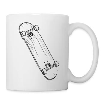 Skateboard Zeichnung - Tasse - Weiß - Rechts