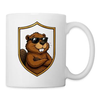Cooler Biber im Schildemblem - Tasse - Weiß - Rechts