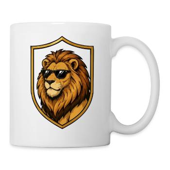 Lion avec des lunettes de soleil dans le bouclier - Mug blanc - blanc - Droite