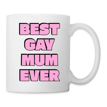 Beste schwule Mutter aller Zeiten fett rosa Text - Tasse - Weiß - Rechts