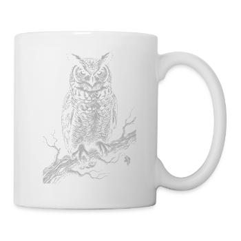Eulen-Silhouette auf Moonlit Branch - Tasse - Weiß - Rechts