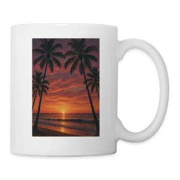 Sonnenuntergang am Palmenstrand - Tasse - Weiß - Rechts