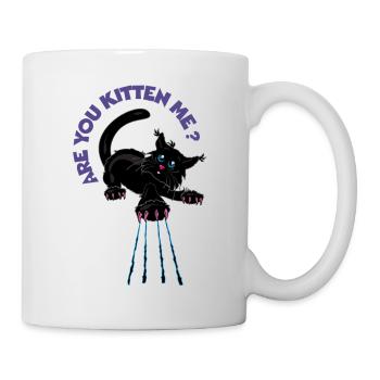 Willst du mich kätzchen? Verspielte Schwarze Katze - Tasse - Weiß - Rechts