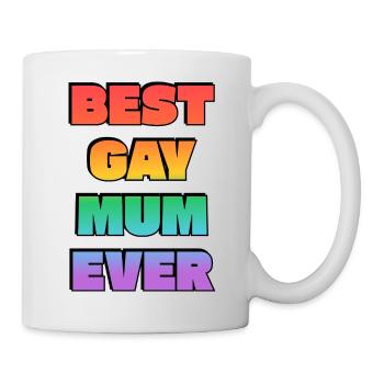 Beste schwule Mutter aller Zeiten: Rainbow Pride - Tasse - Weiß - Rechts