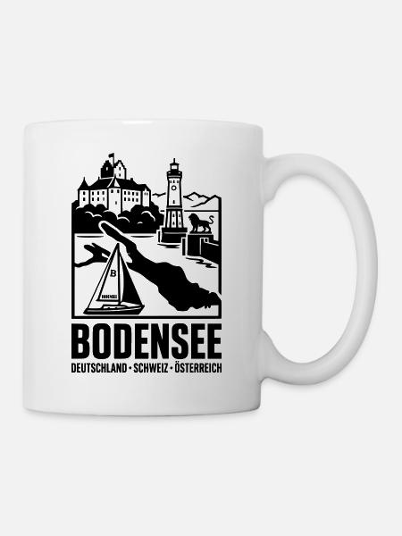 Bodensee Silhouette Wahrzeichen - Tasse - Weiß
