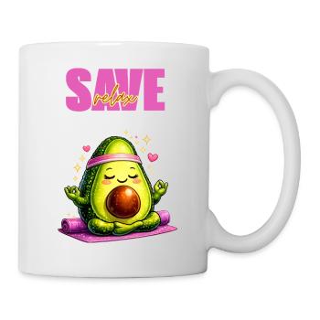 Avocado im Yoga-Flow auf Matte - Tasse - Weiß - Rechts