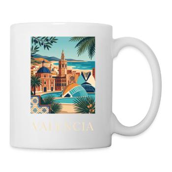Valencia Coastal Architecture Spain Travel Poster - Mug - white - Right