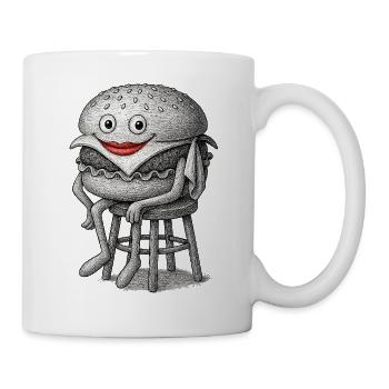 Skurriler Hamburger - Tasse - Weiß - Rechts