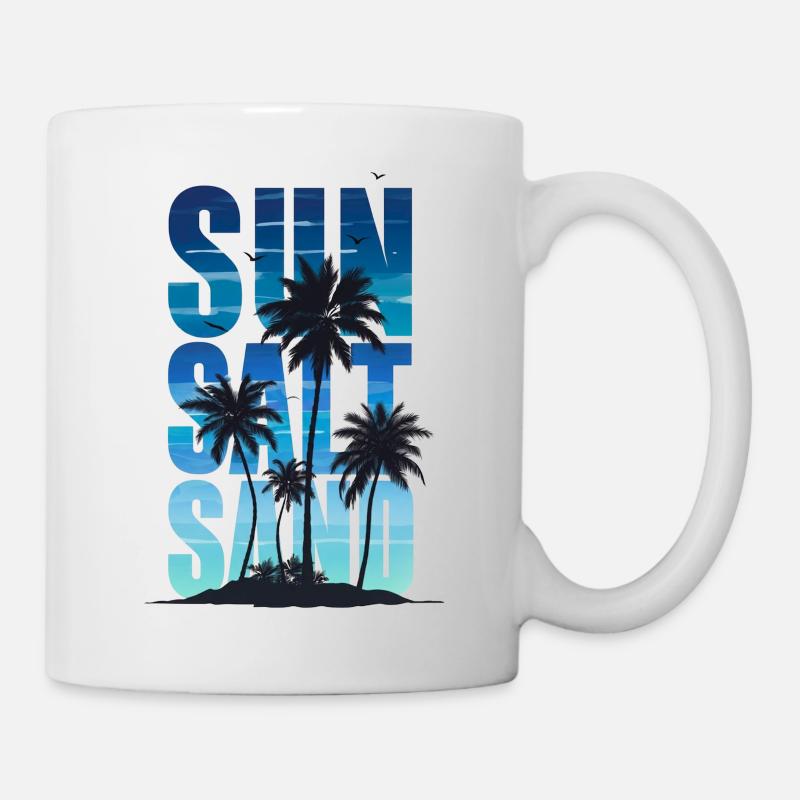Sun Salt Sand – Sommer-Tropendesign - Tasse - Weiß