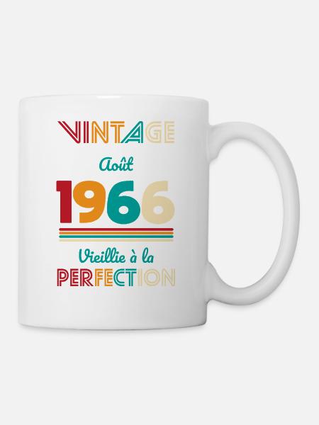 Anniversaire 60 ans - Vintage - Août 1966 - Mug blanc - blanc