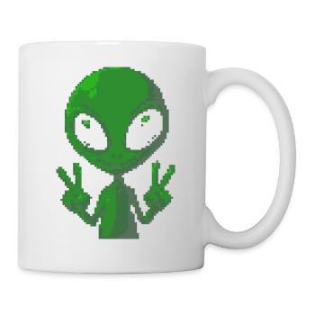 Pixel Alien Peace Sign - Mug - white - Right