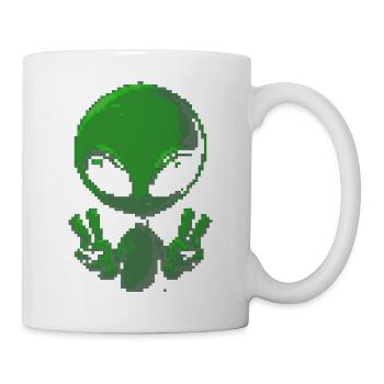 Pixel Alien Friedenszeichen - Tasse - Weiß - Rechts