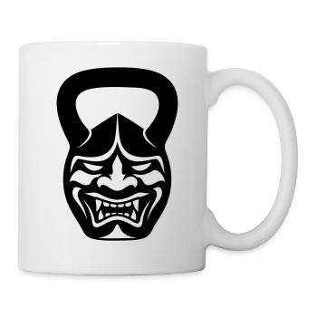 Masque de samouraï avec kettlebell de gymnase - Mug blanc - blanc - Droite