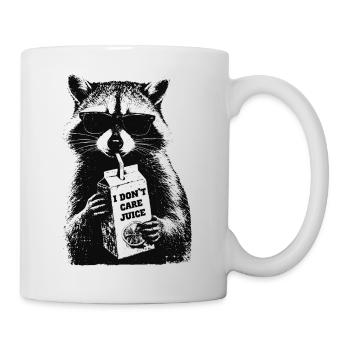Raccoon drinks 'I don't care' juice - Mug - white - Right