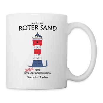 Leuchtturm Roter Sand, erstes Offshore Bauwerk  - Tasse - Weiß - Rechts
