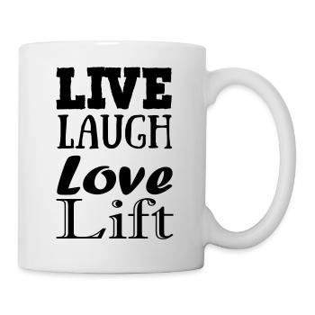 Live Laugh Love Lift – The ultimate fitness shirt - Mug - white - Right