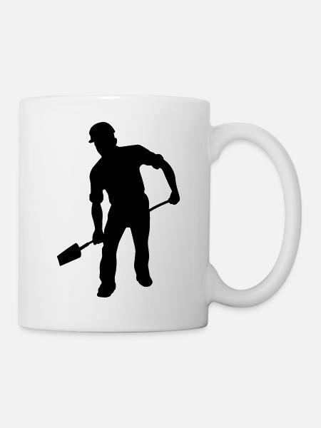 Bodenarbeiter mit der Schaufel – harte Arbeit - Tasse - Weiß