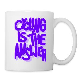 Le vélo est la réponse violette - Mug blanc - blanc - Droite
