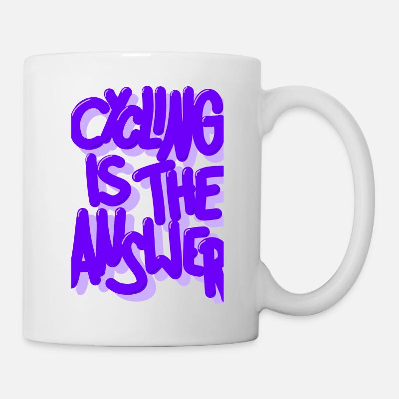 Cycling is the answer lila - Tasse - Weiß