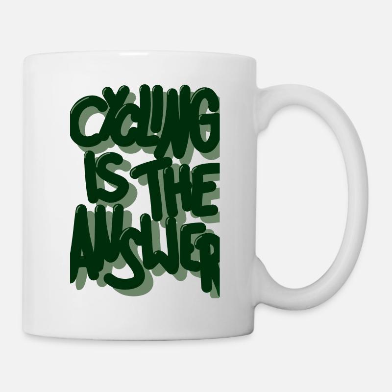 Le vélo est la réponse dunkelgruen - Mug blanc - blanc