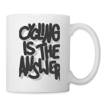 Cycling is the answer grau - Tasse - Weiß - Rechts