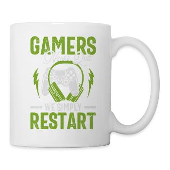 Gamer Geist: Never Quit Restart Geschenk - Tasse - Weiß - Rechts