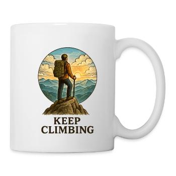 Continuez à grimper : les alpinistes au lever du soleil - Mug blanc - blanc - Droite