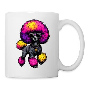 Neon poodle with sunglasses - Mug - white - Right