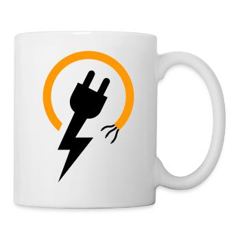 Electrician logo with lightning bolt and plug - Mug - white - Right