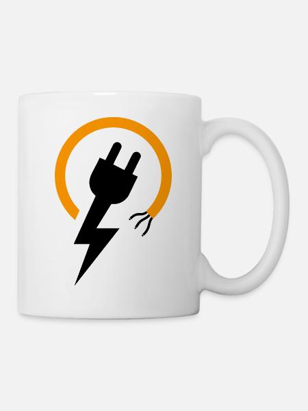Electrician logo with lightning bolt and plug - Mug - white