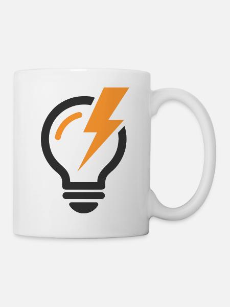 Elektriker Logo mit Blitz & Glühbirne - Tasse - Weiß