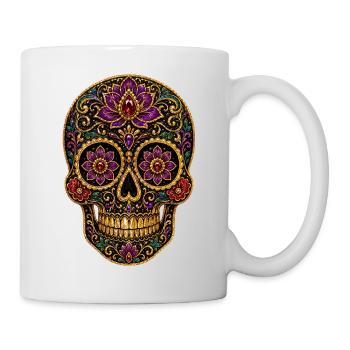 Opulenter Blumenkopf Schmuck - Tasse - Weiß - Rechts