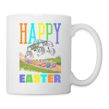 Joyeuse Pâques, douce chasse aux œufs du lapin, œufs de Pâques - Mug blanc - blanc - Droite