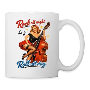 T-shirt rétro Pin-Up Double Bass Rockabilly - Mug blanc - blanc - Droite