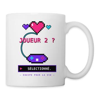 Joueur - Pixel retro et cœur - Mug blanc - blanc - Droite