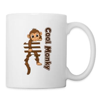 Dessin animé Monkey Swing sur les barres - Mug blanc - blanc - Droite