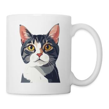 Portrait de chat en style vectoriel - Mug blanc - blanc - Droite