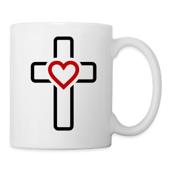 Symbole de la croix de cœur - Mug blanc - blanc - Droite