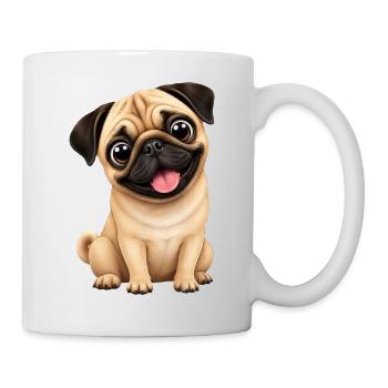 Petit ami fidèle au dessin animé carlin mignon qui s’installe - Mug blanc - blanc - Droite